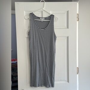 Motherhood Navy & White Striped Maternity Summer Dress-Knee-Length, Lightly Worn